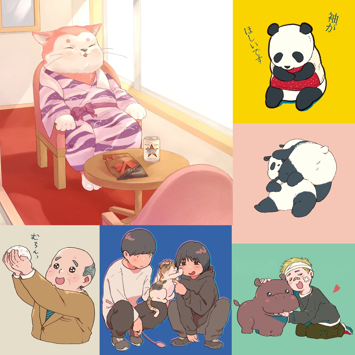 むっちりほわほわしたイラスト描きます アイコンやサムネなど様々な用途にお使いください イメージ5