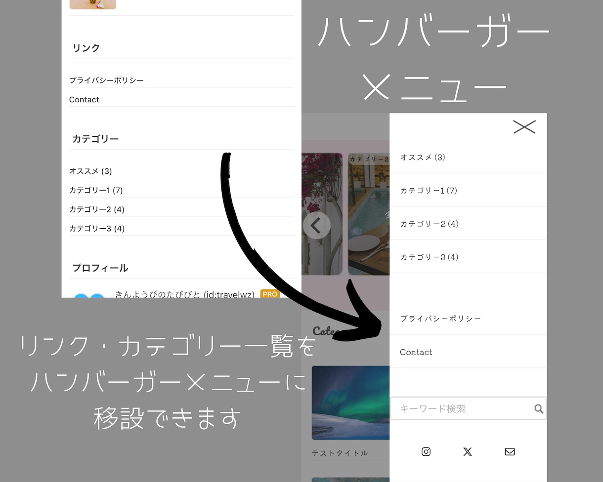 はてなブログ垢抜け◎雑誌ライクにカスタマイズします トップ・カテゴリ・記事ページすべて垢抜けさせます。 イメージ4