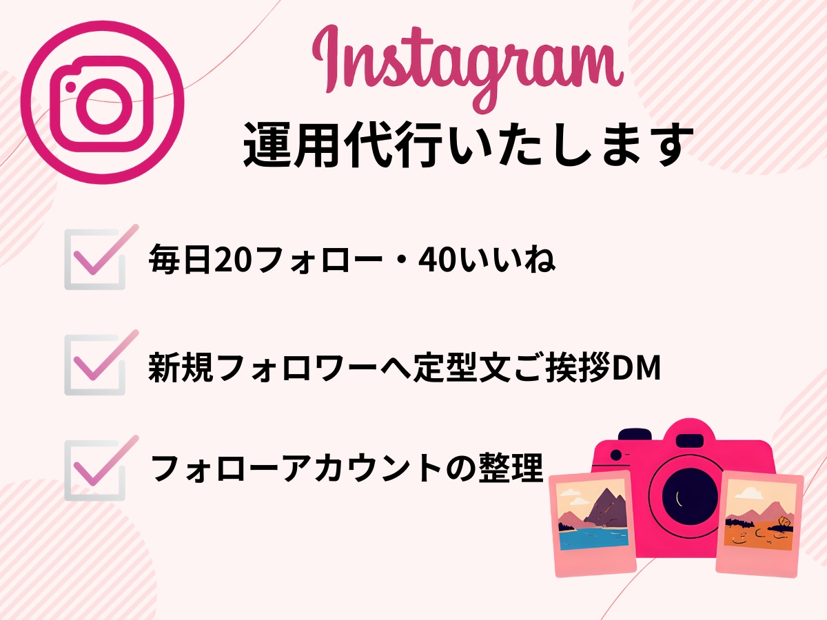 インスタのフォロワーアップ、代行します 手作業で質の高いファンを増やします。運営方法のアドバイス付き イメージ1