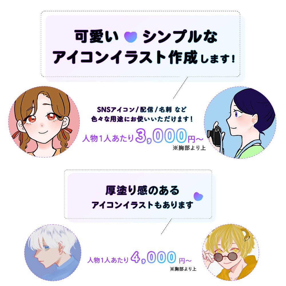 やさしいタッチのアイコン・イラスト制作できます 【商用OK】SNS・名刺・HPなど、幅広く使用可能です イメージ1