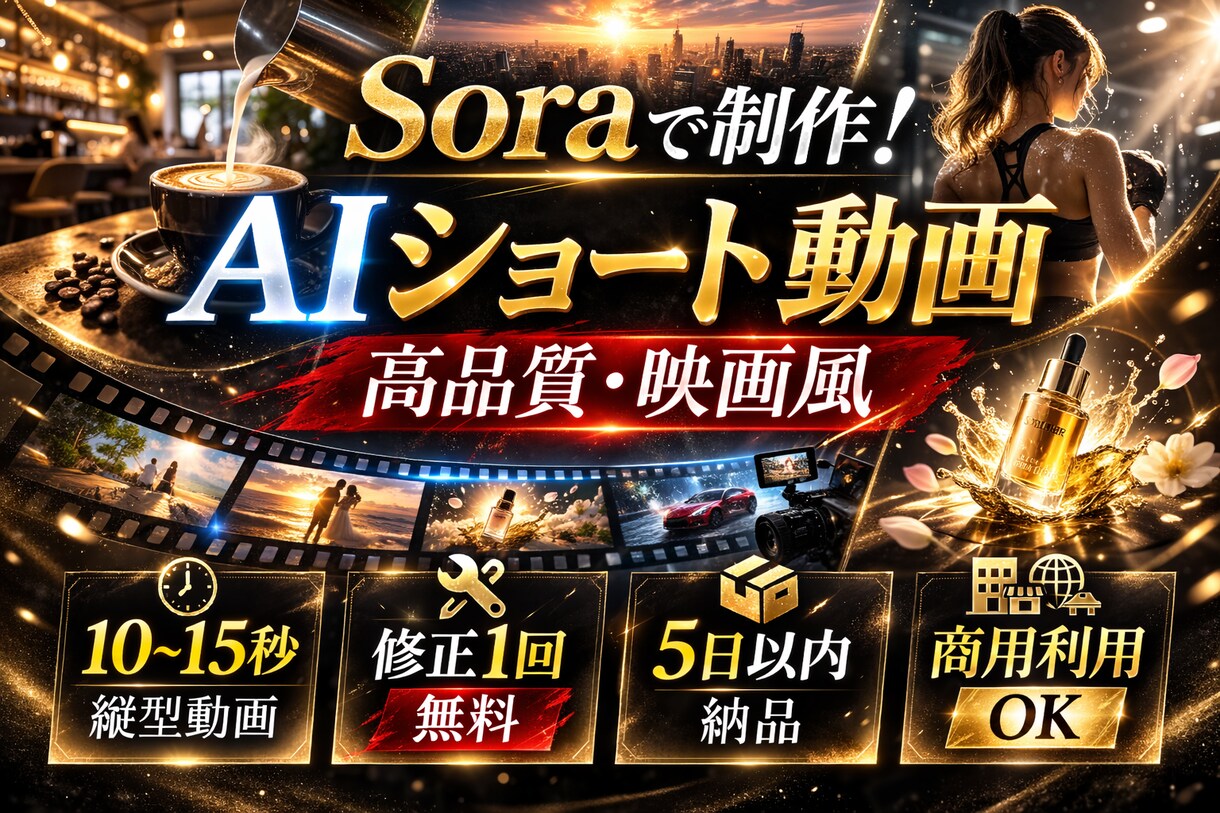 SoraでAIショート動画制作しますます 店舗PR・SNS運用向け映像制作 イメージ1