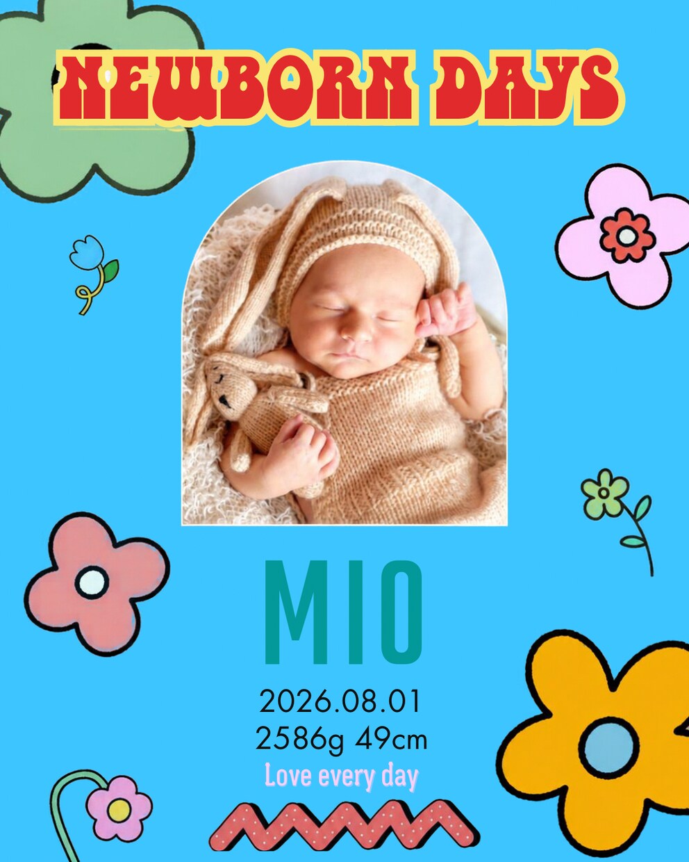 お名前入り記念日フォトデザインつくります 【レトロポップ】お誕生日、記念日に◎ 最短3日でお届け イメージ6