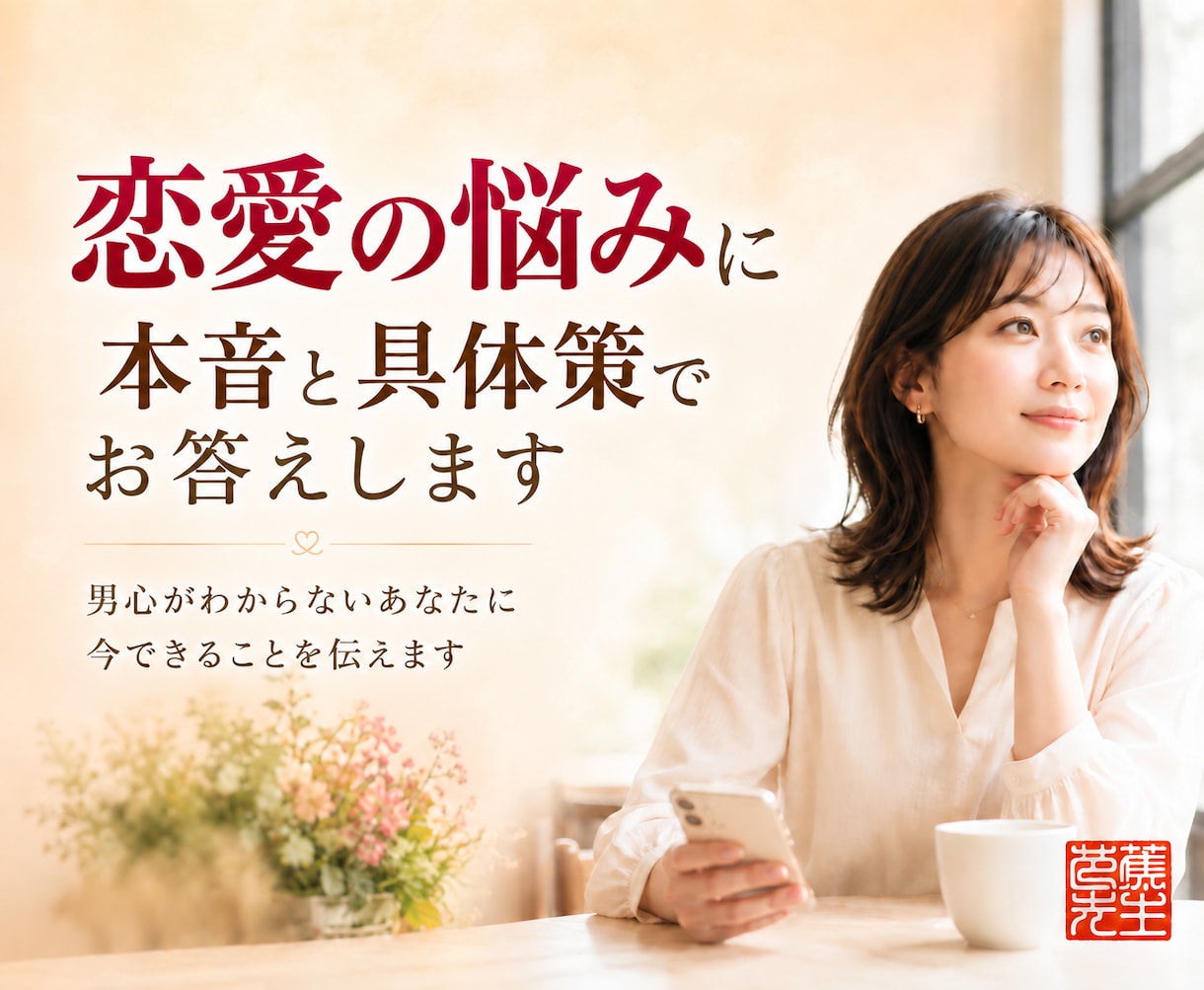 恋愛の悩みに本音と具体策でお答えします 男心がわからないあなたに今できることを伝えます イメージ1