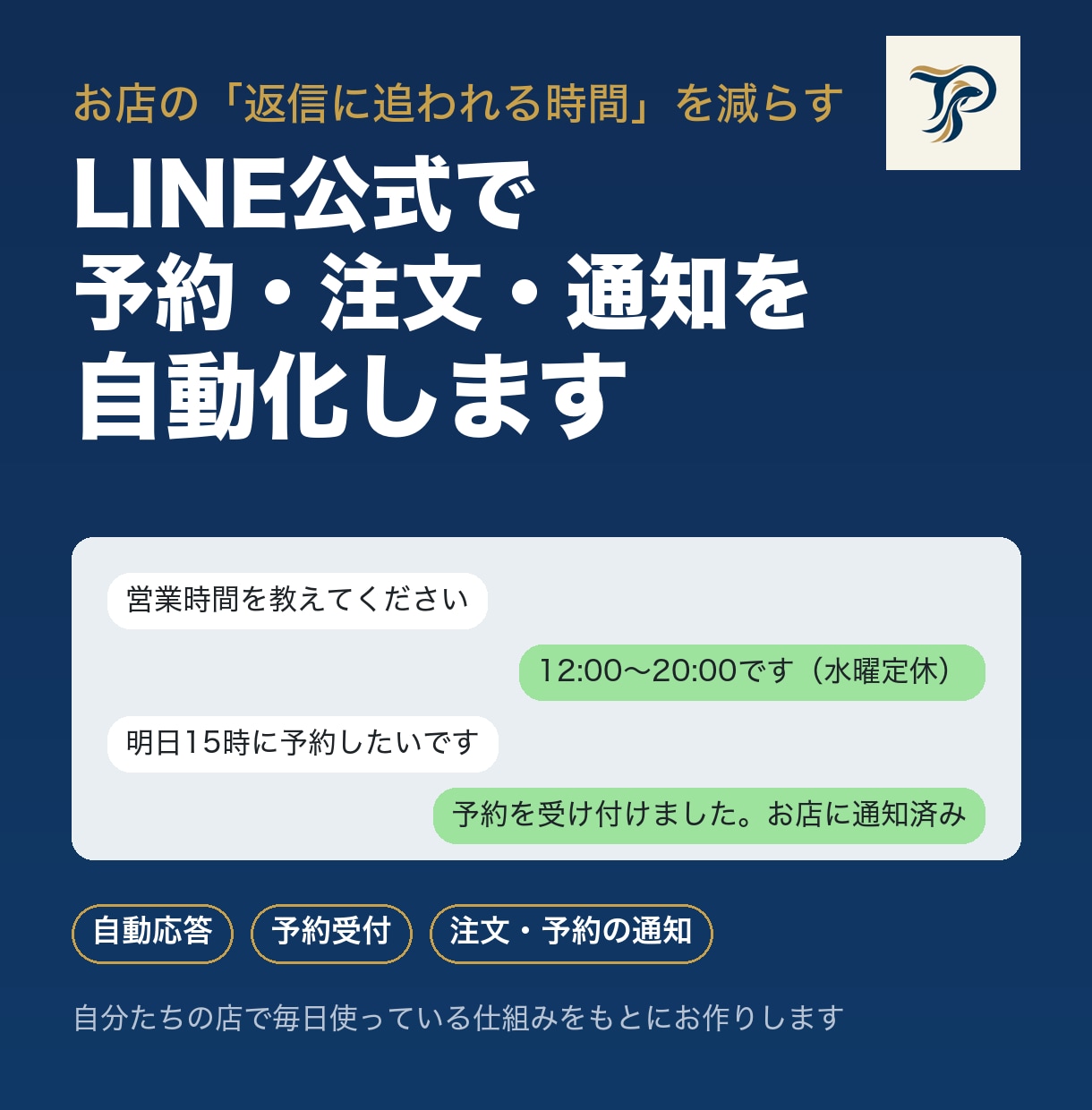 LINE公式で予約・注文・通知を自動化します 月額0円の仕組み。小さなお店の返信の手間を減らす イメージ1