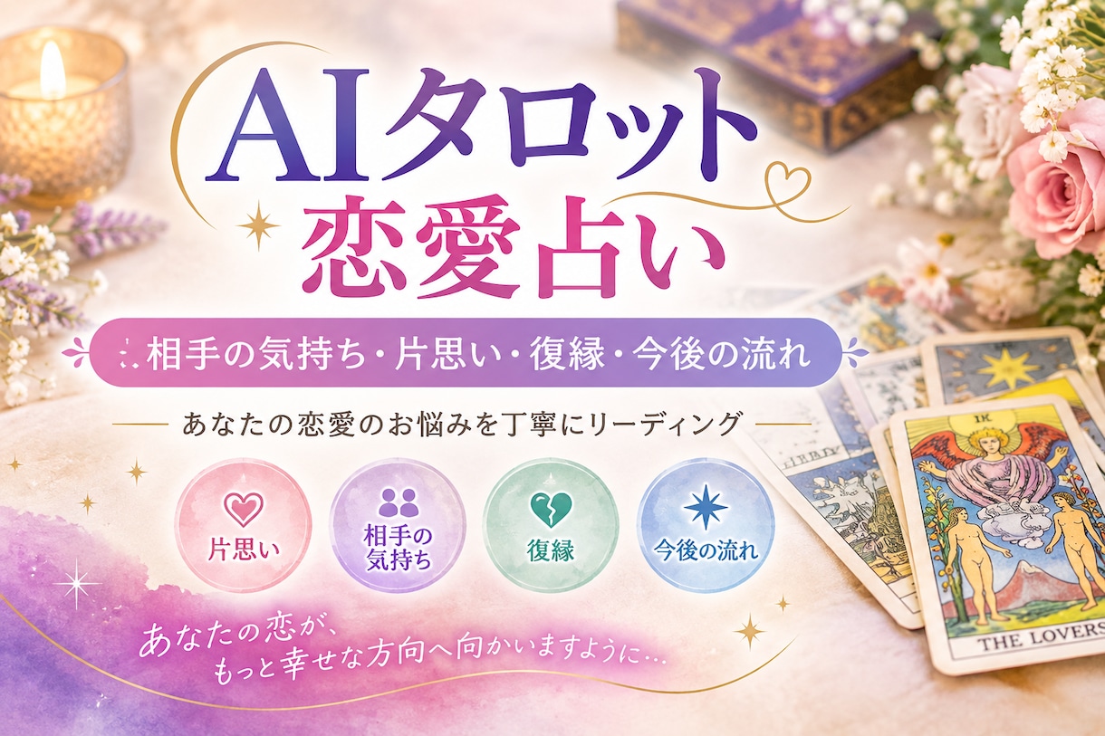 AIタロットで恋愛のお悩みを読み解きます 相手の気持ち・片思い・復縁・今後の流れを丁寧にリーディング イメージ1