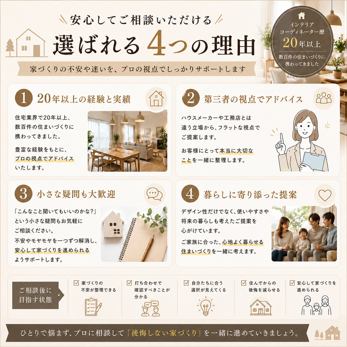 住まいづくりの不安をプロに相談できます 住まいづくりのお悩み相談｜30日間いつでも気軽に相談できます イメージ3
