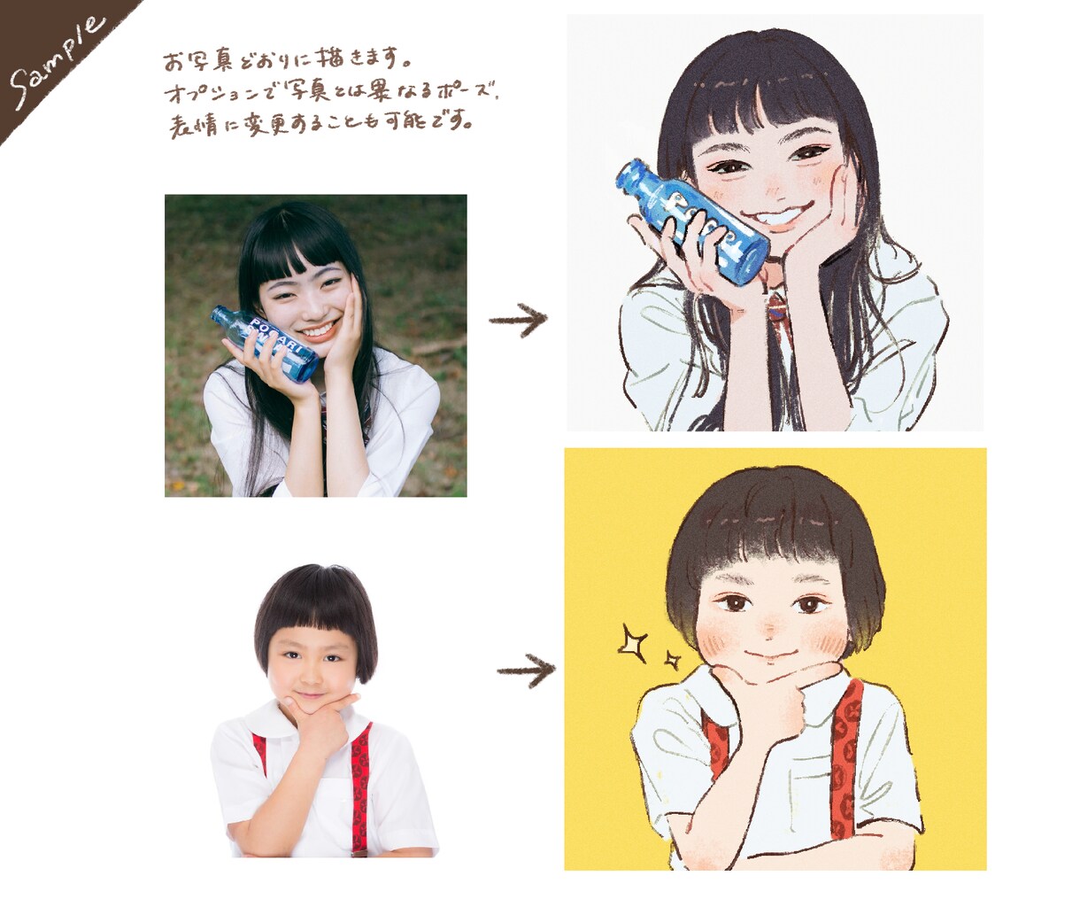 お写真をもとにあたたかい似顔絵を描きます リアル寄りのかわいらしい似顔絵。アイコンなどに。 イメージ3