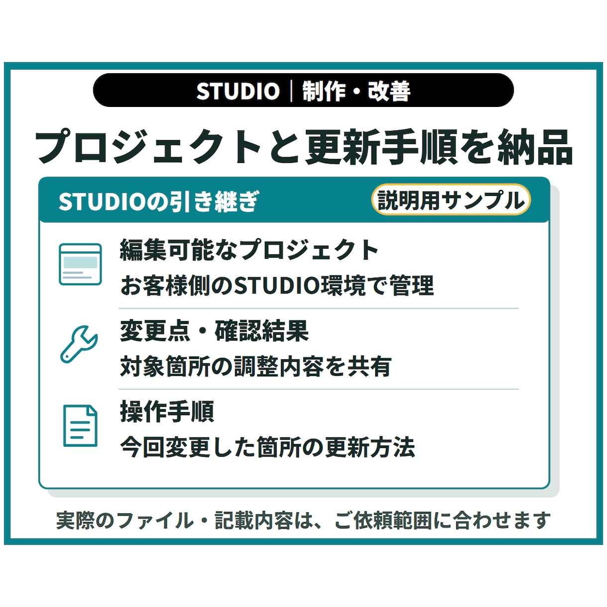 STUDIOサイトを制作・改善します 3万円は既存サイトの修正／新規制作は個別見積り イメージ4