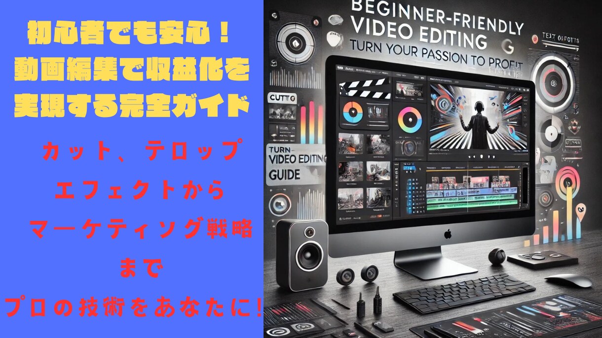 初心者でも安心！動画編集での収益化を教えます カット、テロップ、エフェクトから様々なプロの技術をあなたに！ イメージ1