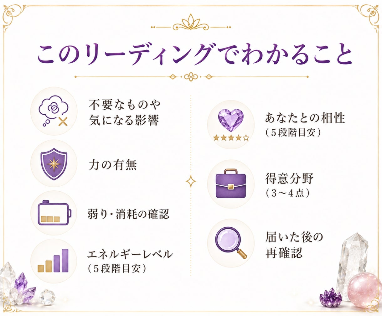 購入前相談✨パワーストーンのリーディングをします 4項目✨あなたをサポートする石を安心してお迎えいただくために イメージ3