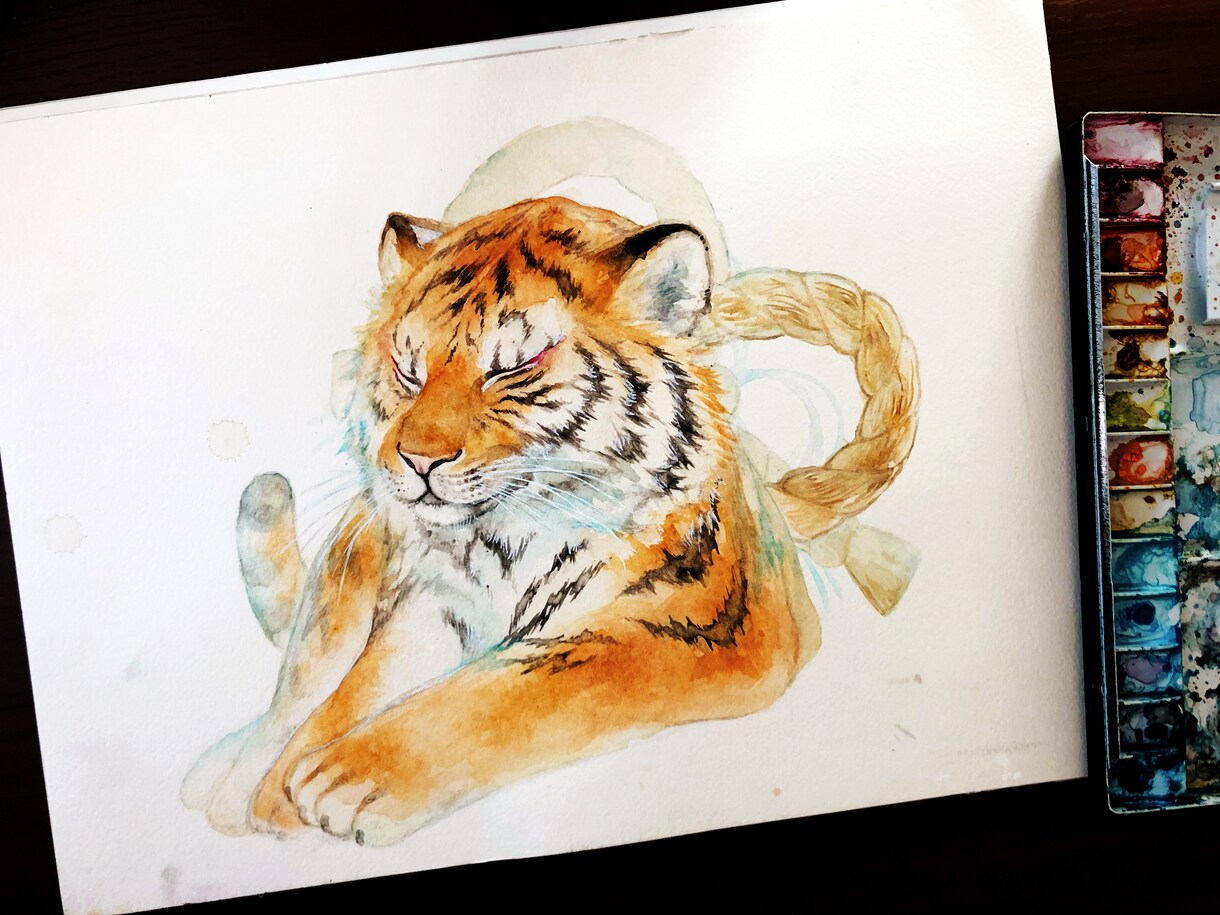 郵送可★ペットの似顔絵描きます 水彩によるカラフルなペット似顔絵イラストを製作します。 イメージ4
