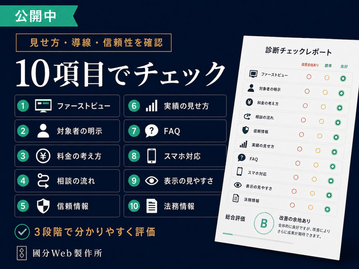 建設業・士業のホームページを診断します 問い合わせ前の迷いを減らす改善レポート イメージ3