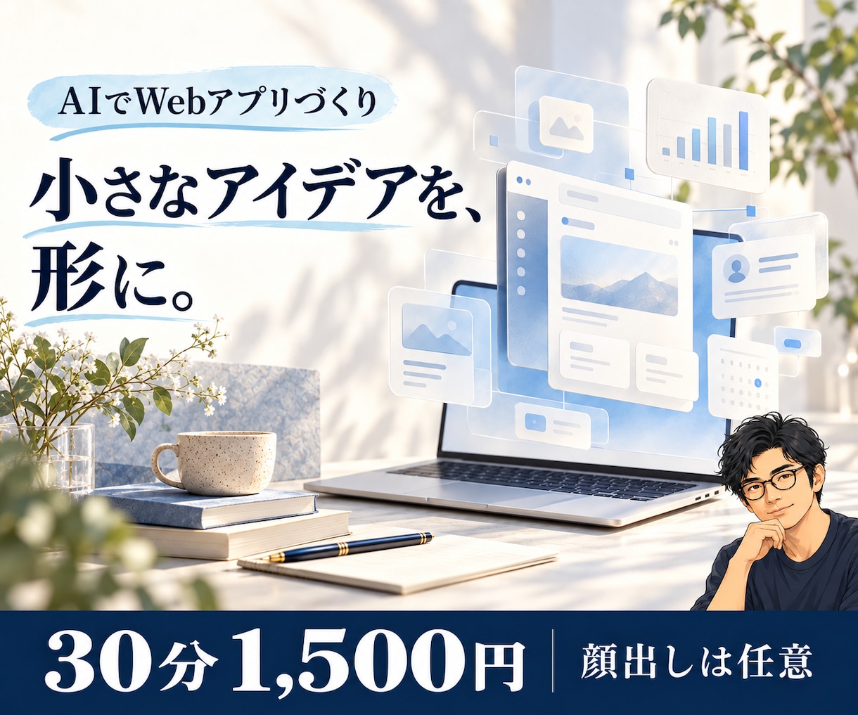 AIでWebアプリを作る方法を個別に教えます 作りたいものを小さく分けて、指示・試作・修正を学ぶ イメージ1