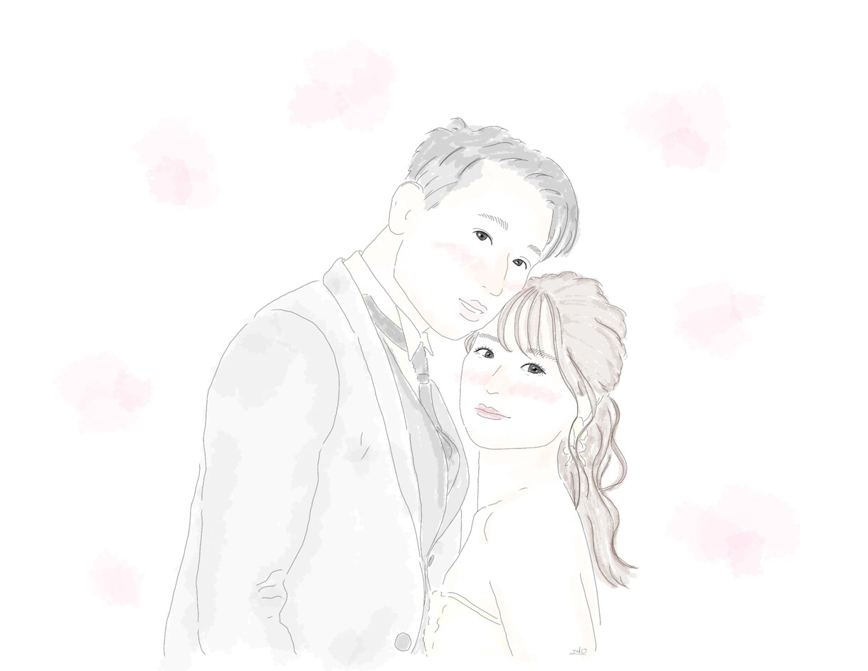 思い出に残る結婚式の似顔絵イラストお描きします ウェルカムボードや両親贈呈品にもオススメ！ イメージ7