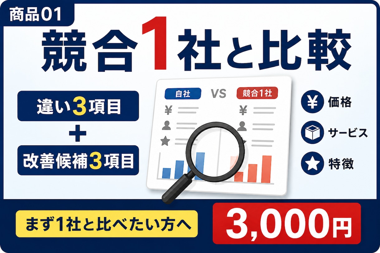 自社と競合1社を比較し違いと改善候補を整理します 競合1社との違いと改善候補を整理します イメージ1
