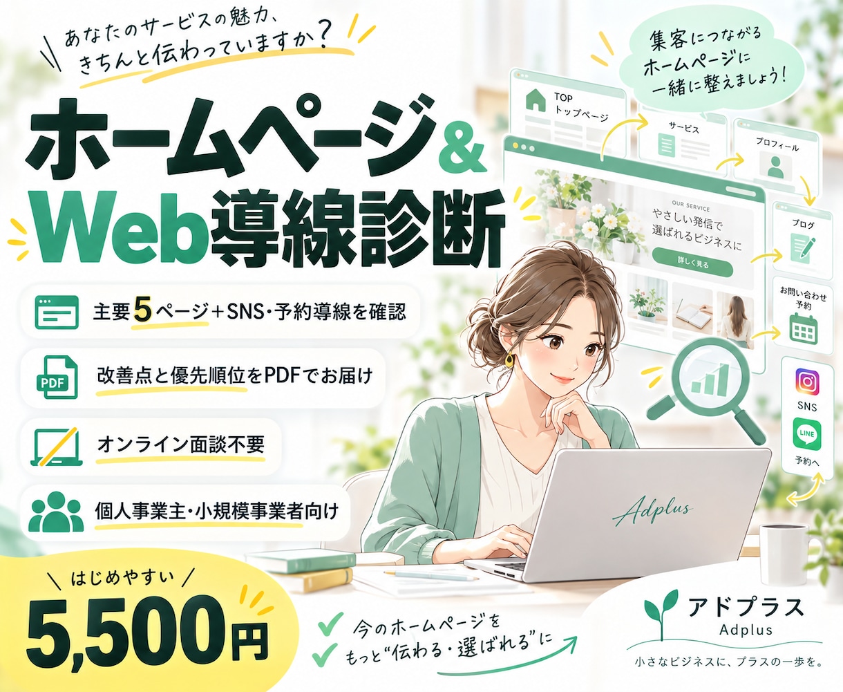 ホームページ＆Web導線の診断をします 作り直す前に、今のホームページをプロが診断！ イメージ1
