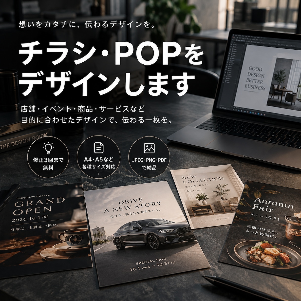 伝わるチラシ・POPをデザインします イメージが固まっていない方も対応します。 イメージ1