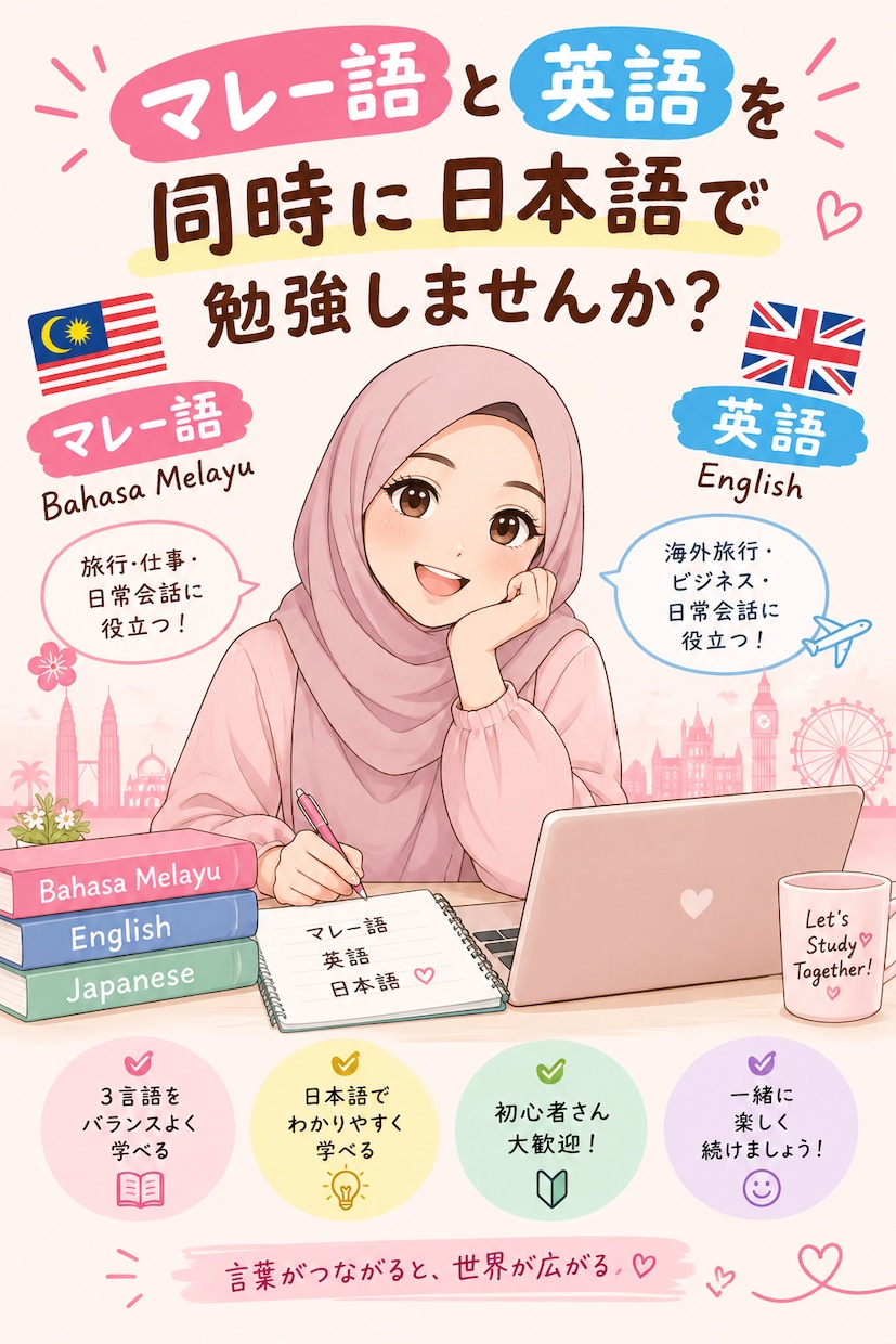 マレー語を日本語と英語で教えます！逆でもOK！ます ３カ国語を同時に楽しく勉強しませんか？！ イメージ1