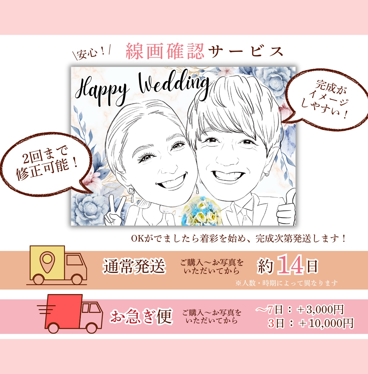 誇張じゃない“心にそっと届く”似顔絵お描きします 誕生日、ご長寿祝、記念日…日頃の感謝を似顔絵で♪ イメージ4