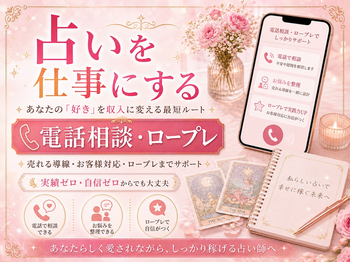 目指せ稼げる占い師！ゼロから丁寧にサポートします 未経験者・初心者も安心！具体的なノウハウや秘訣をお伝え！ イメージ1
