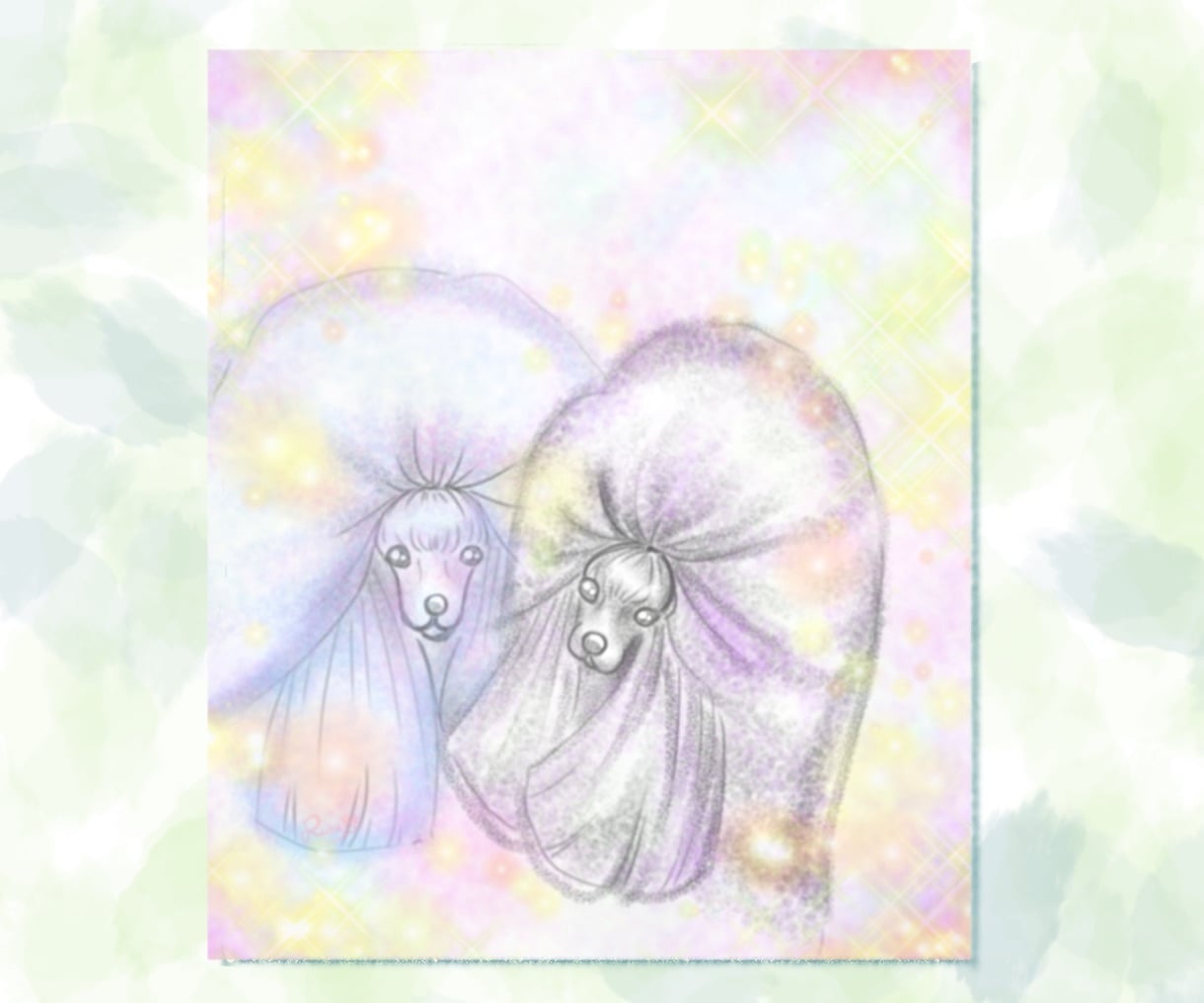 愛するペットちゃんのキラキラ似顔絵をお描きします 柔らかな木漏れ日の中にいる優しい雰囲気の似顔絵をお描きします イメージ9