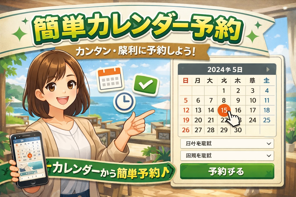 サイトの雰囲気を壊さない予約フォームを設置します カレンダーから簡単予約でユーザーの利便性も向上！ イメージ1