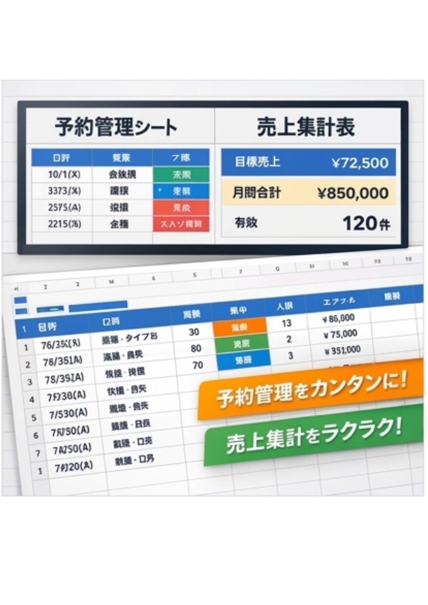 日々の管理を自動化するスプレッドシート作成します 現場で実際に使っている仕組みを元に、業務シートを作成します イメージ2