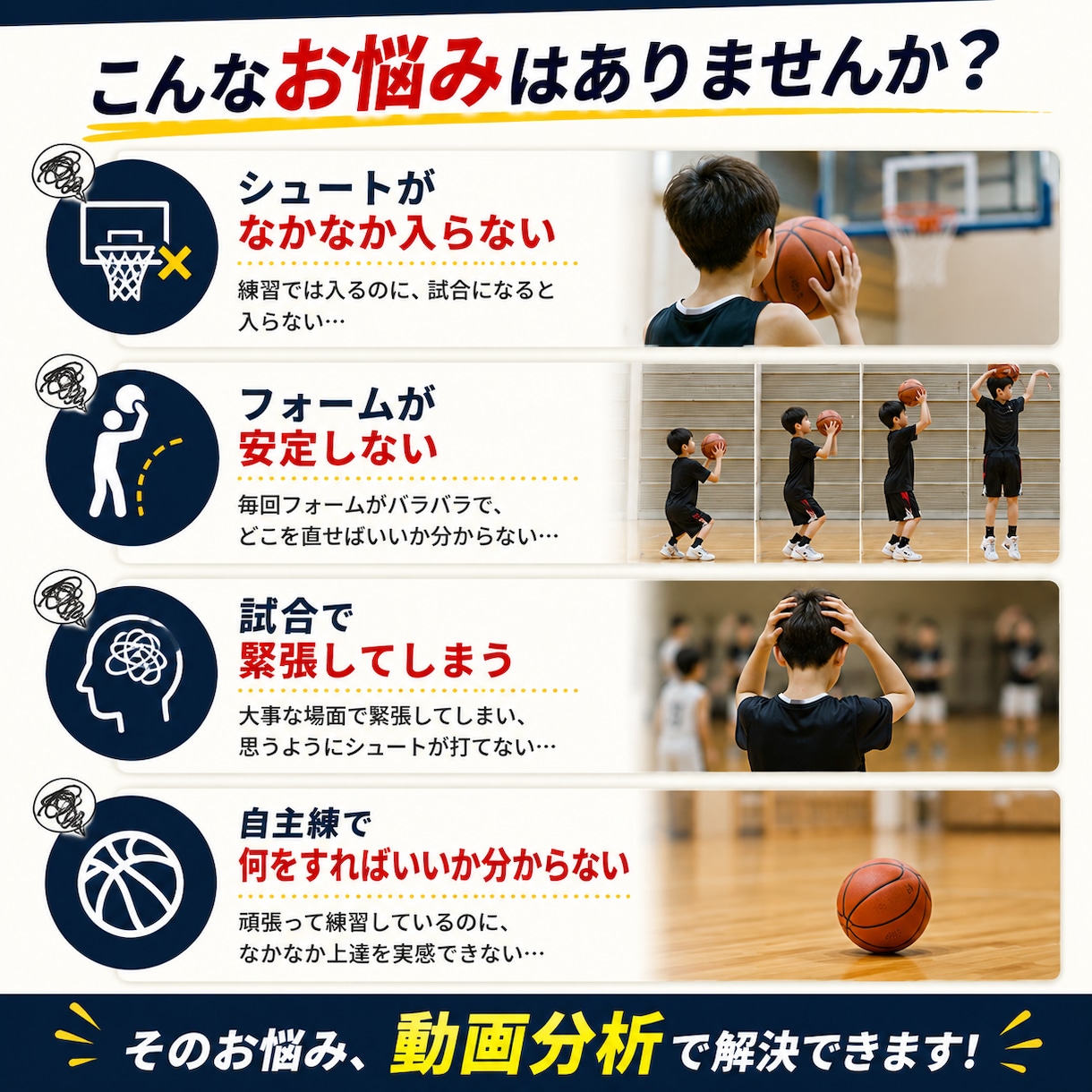 お子様のシュートフォームを動画で分析します 改善ポイントを分かりやすくお伝えします！ イメージ1