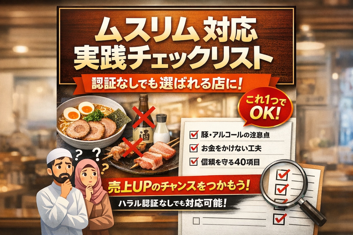 飲食店ムスリム対応チェックリスト教えます 飲食店向け― ハラル認証がなくてもできる現実的対応 ― イメージ1