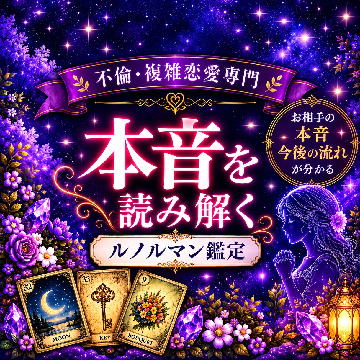不倫･複雑恋愛/彼があなたに抱く本音を読み解きます 見えない彼の気持ち、心の奥にある本音を丁寧にお伝えします イメージ1