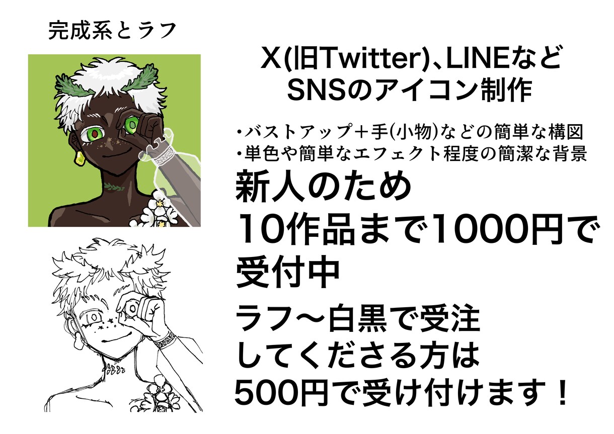 SNS向けのアイコンイラストを制作します バストアップと簡単な背景による一枚絵です。 イメージ1