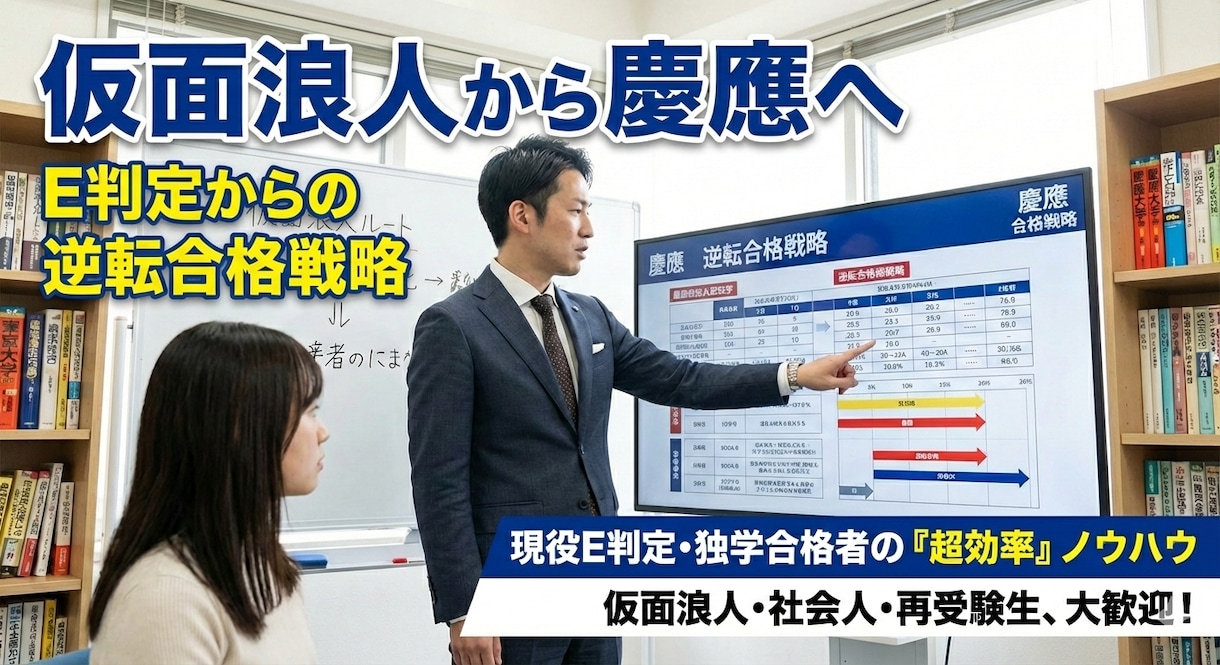 E判定から独学で早慶｜最短で逆転する学習を教えます 仮面浪人・社会人・時間のない受験生、大歓迎！ イメージ1