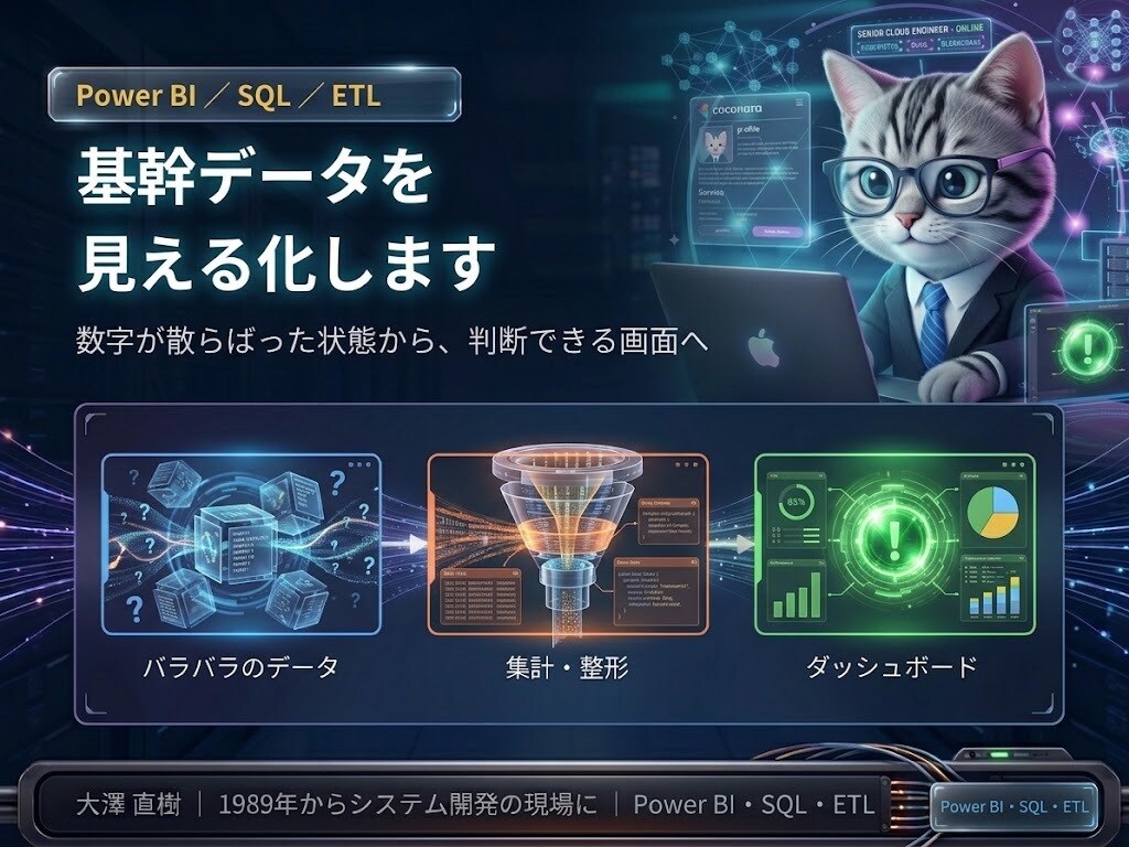 基幹データをPower BIで見える化しますます ExcelやDBのデータを、判断に使えるダッシュボードに イメージ1