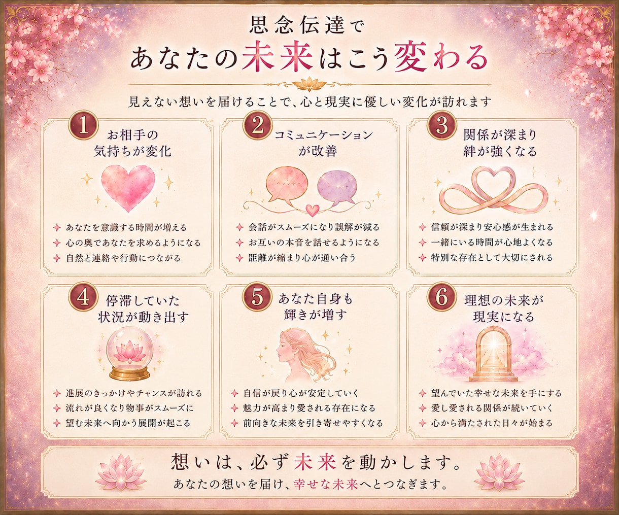 思念伝達❤️波動を整えあの人へ純粋な想いを届けます 【復縁・片思い・複雑愛】言葉にできない気持ちを潜在意識へ イメージ3