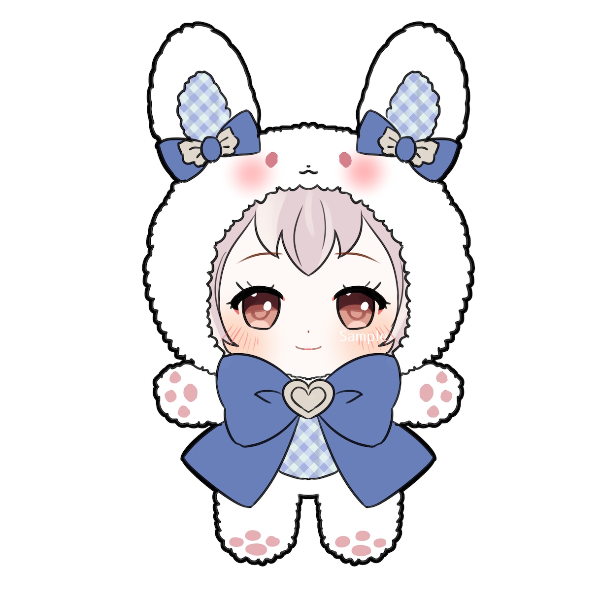 最短3日！商用可能！うさぬい描きます リテイク可能！2人目500円！アクセ追加のオプションなし！ イメージ2