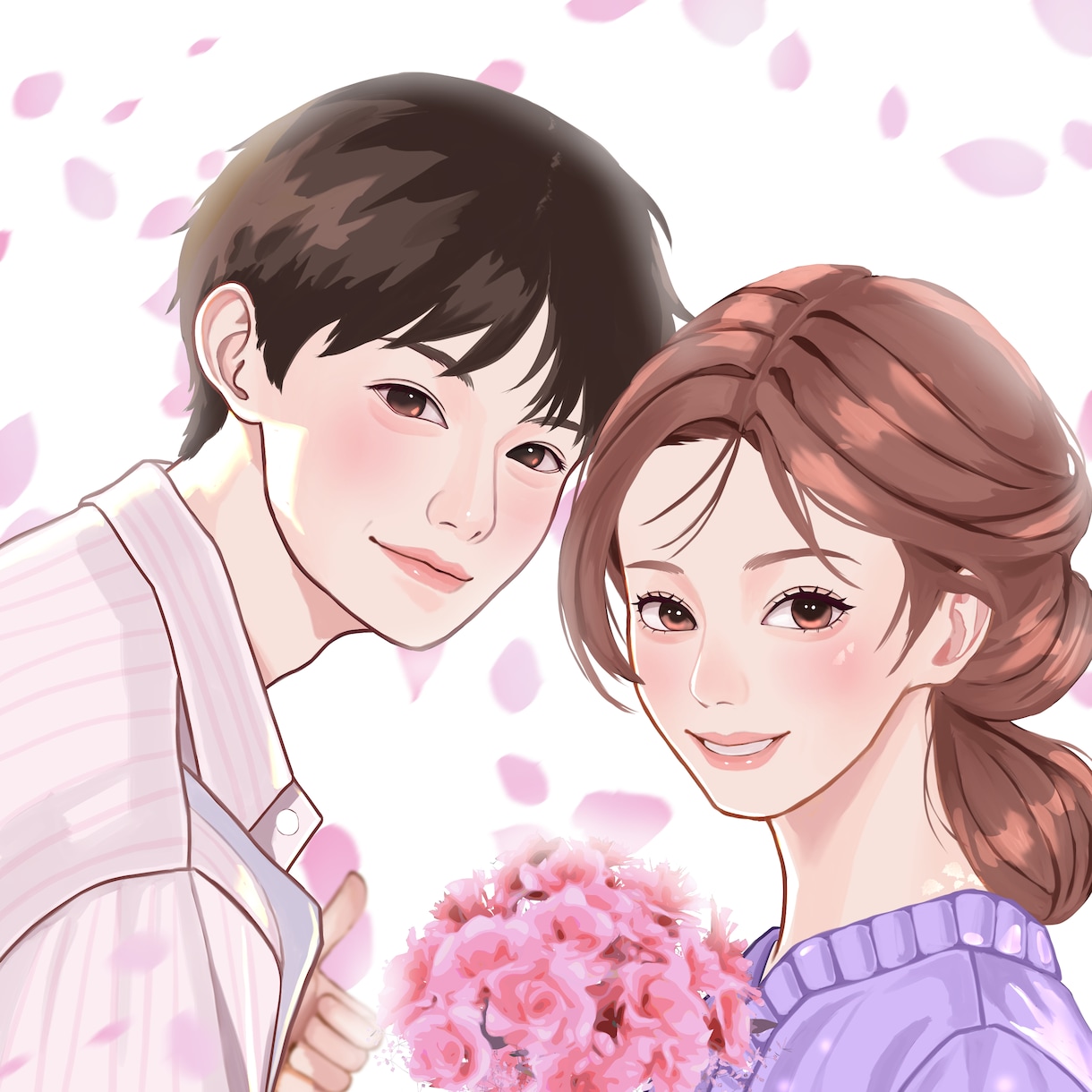 商用利用OK！！素敵なカップルお描き致します 美男美女カップルお描き致します イメージ1