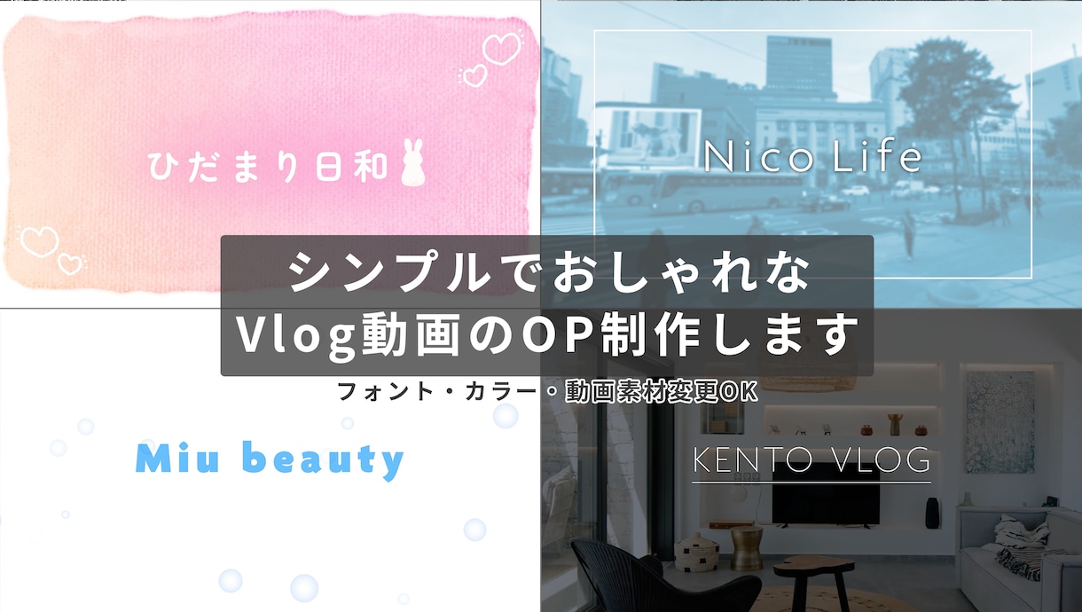 シンプルでおしゃれなロゴアニメーションを制作します 日常Vlog、カフェ、美容・コスメ、ライフスタイル系に！ イメージ1