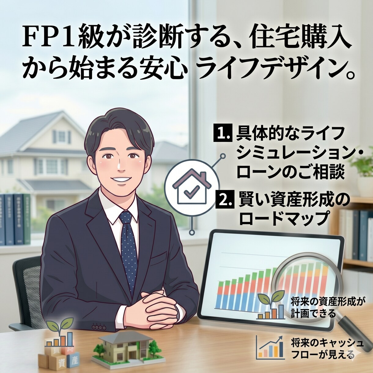 FP1級が住宅購入の適正予算を診断します 住宅購入の「なんとなく怖い」を、精密なデータで確信へ イメージ1