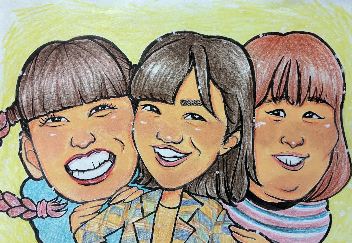 A4サイズ 額付き☆手作り感溢れる似顔絵制作します さりげないサイズ感がグット♪ 贈り物に大変喜ばれます。 イメージ6