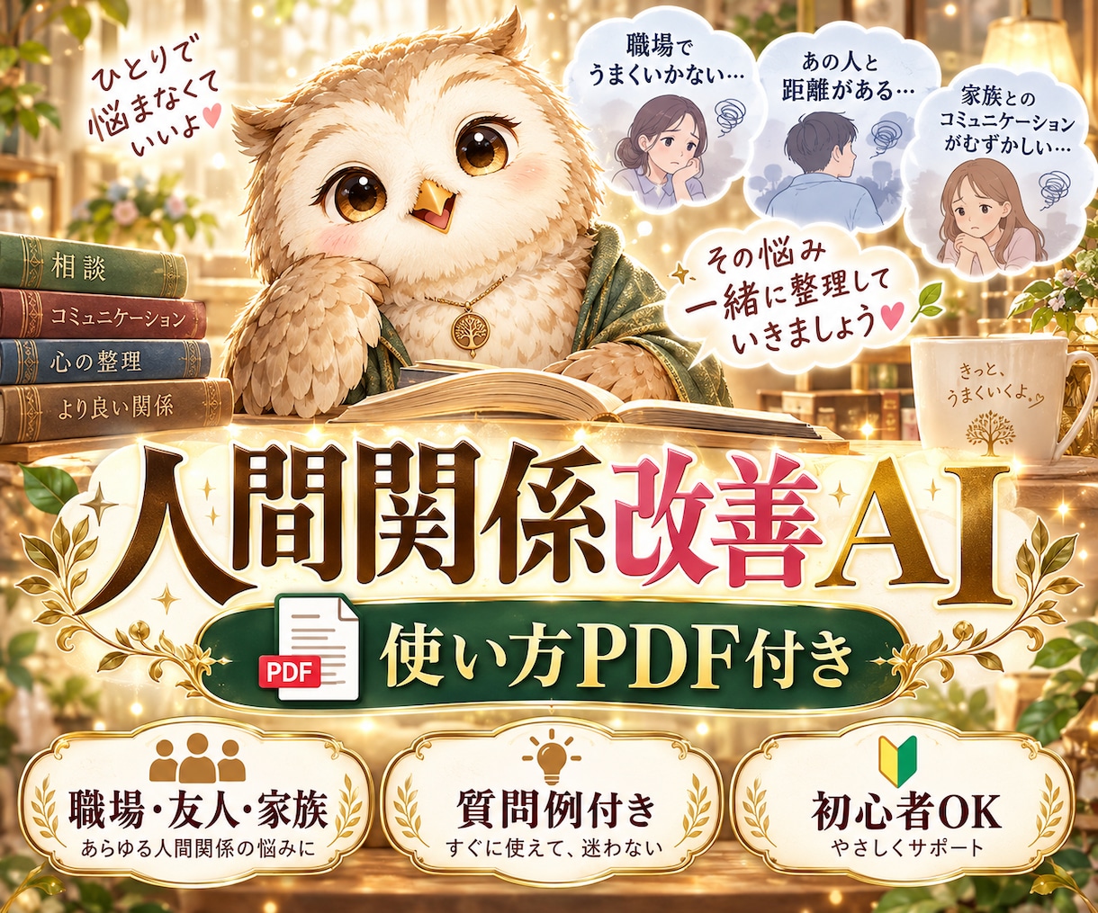 人間関係改善AIと使い方PDFをお届けします 職場・友人・家族のモヤモヤ整理に！質問例付き イメージ1