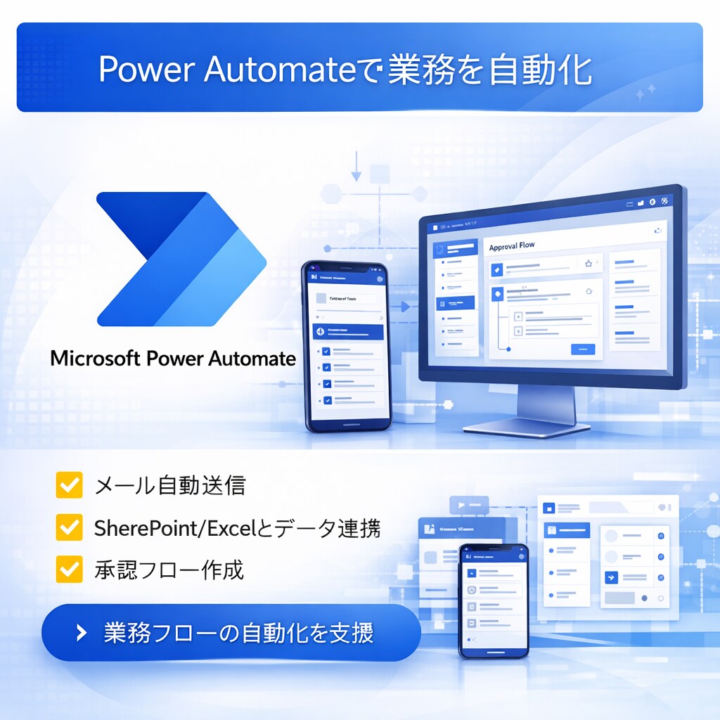 Power Automateで業務を自動化します 繰り返し業務をゼロに!現役SEが自動化をサポートします! イメージ1