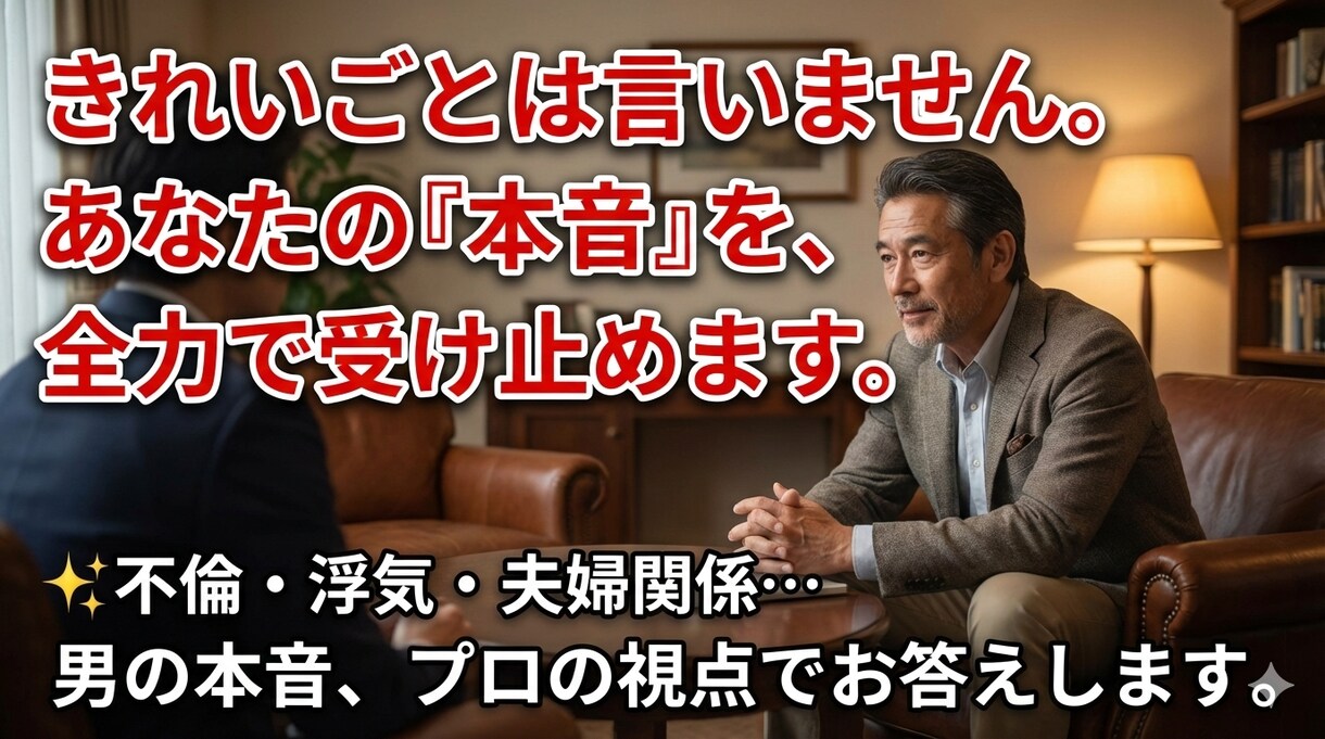 きれいごとなし❗私が本音で向き合います 不倫/浮気/離婚/恋愛/夫婦/対人関係/本気✨本音で話します イメージ1