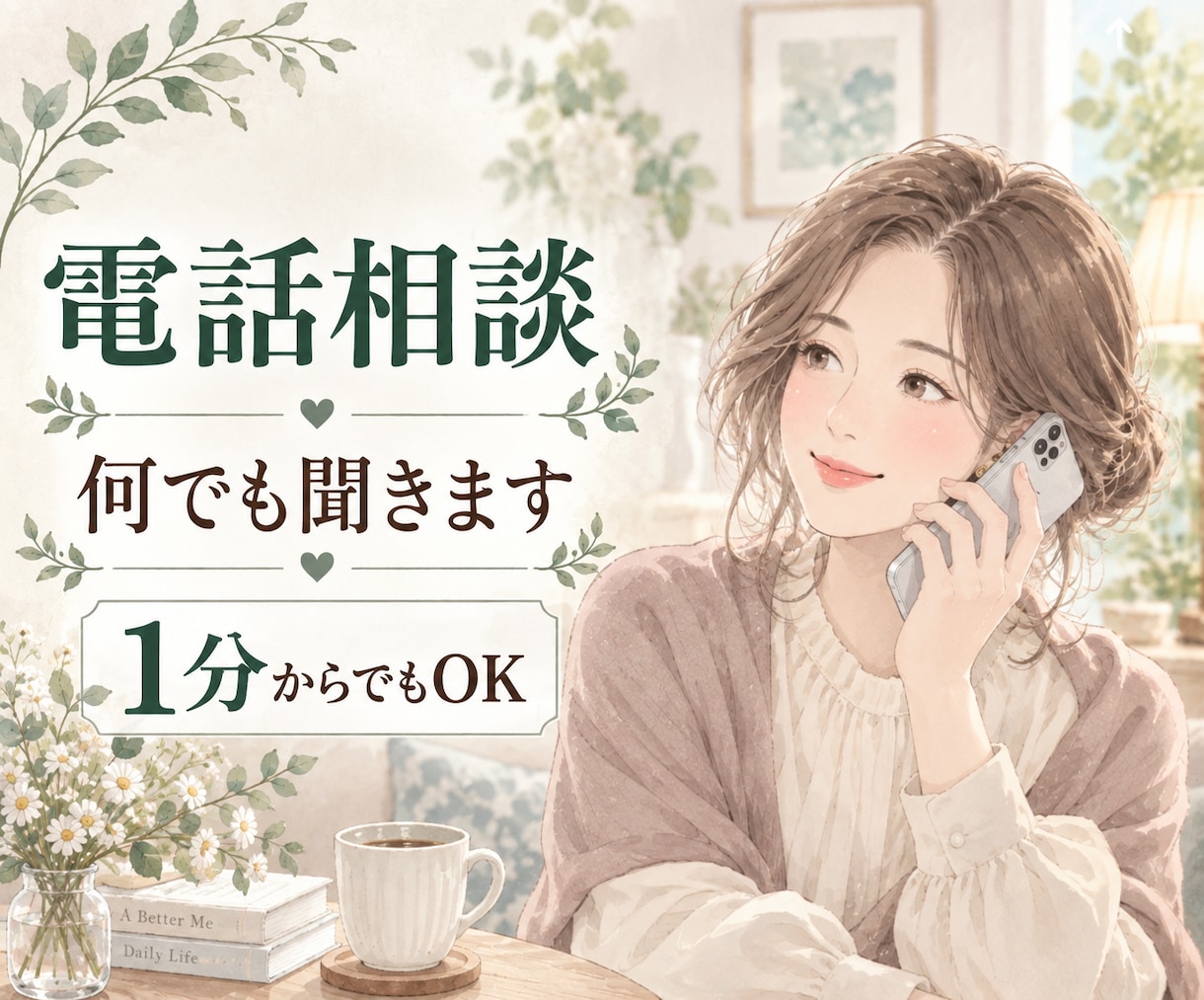 なんとなく話したい時、愚痴等、何でもお聴きします 電話相談経験あり♡1分から気軽にお話しください。 イメージ1