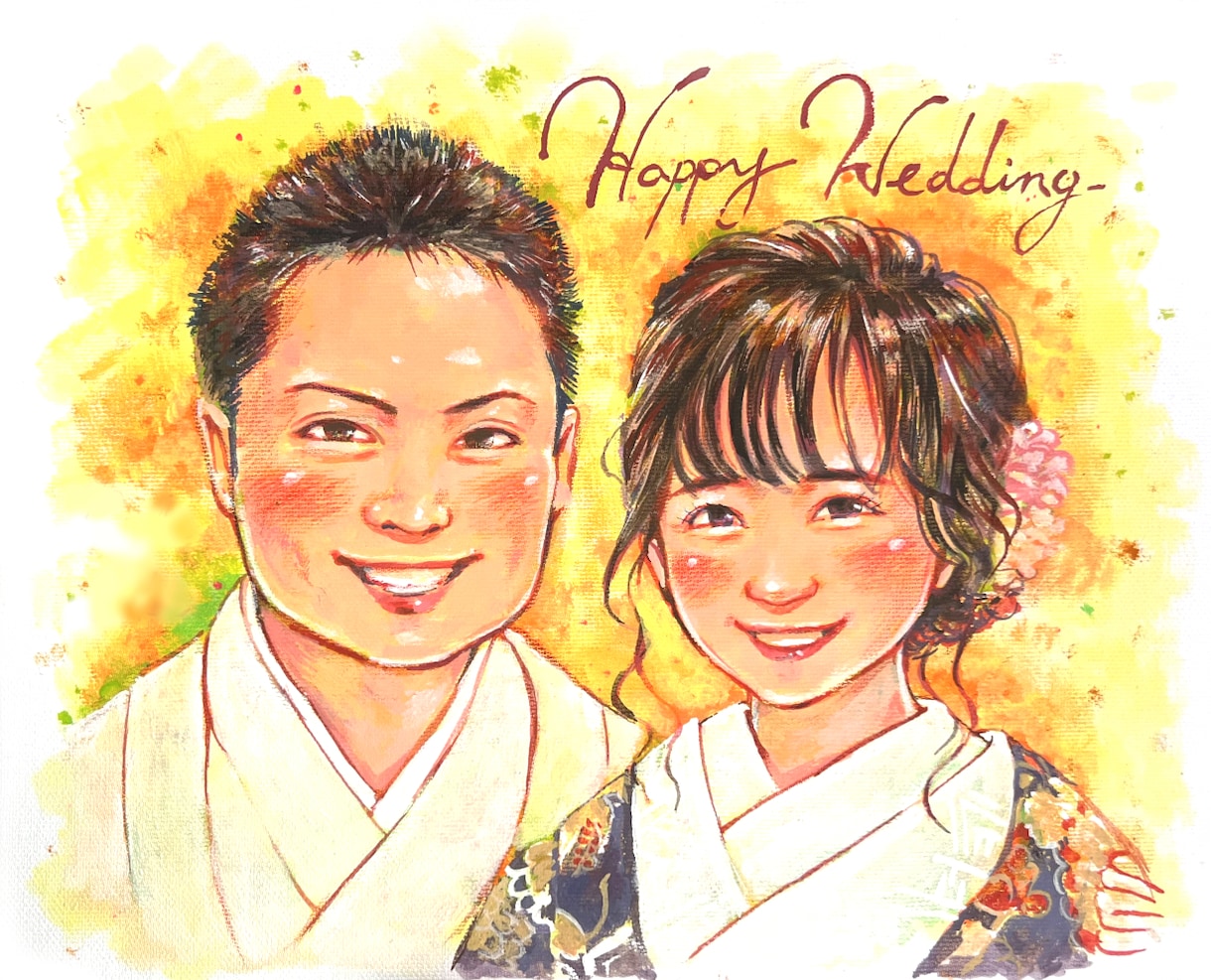 アクリル絵の具で似顔絵お描きします ウェルカムボード、お祝い品などにどうぞ イメージ2