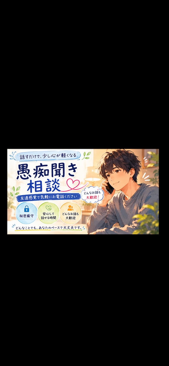 仕事・人間関係のモヤモヤをお聞きします 友達に話すような感覚でお気軽にご相談ください。 イメージ1