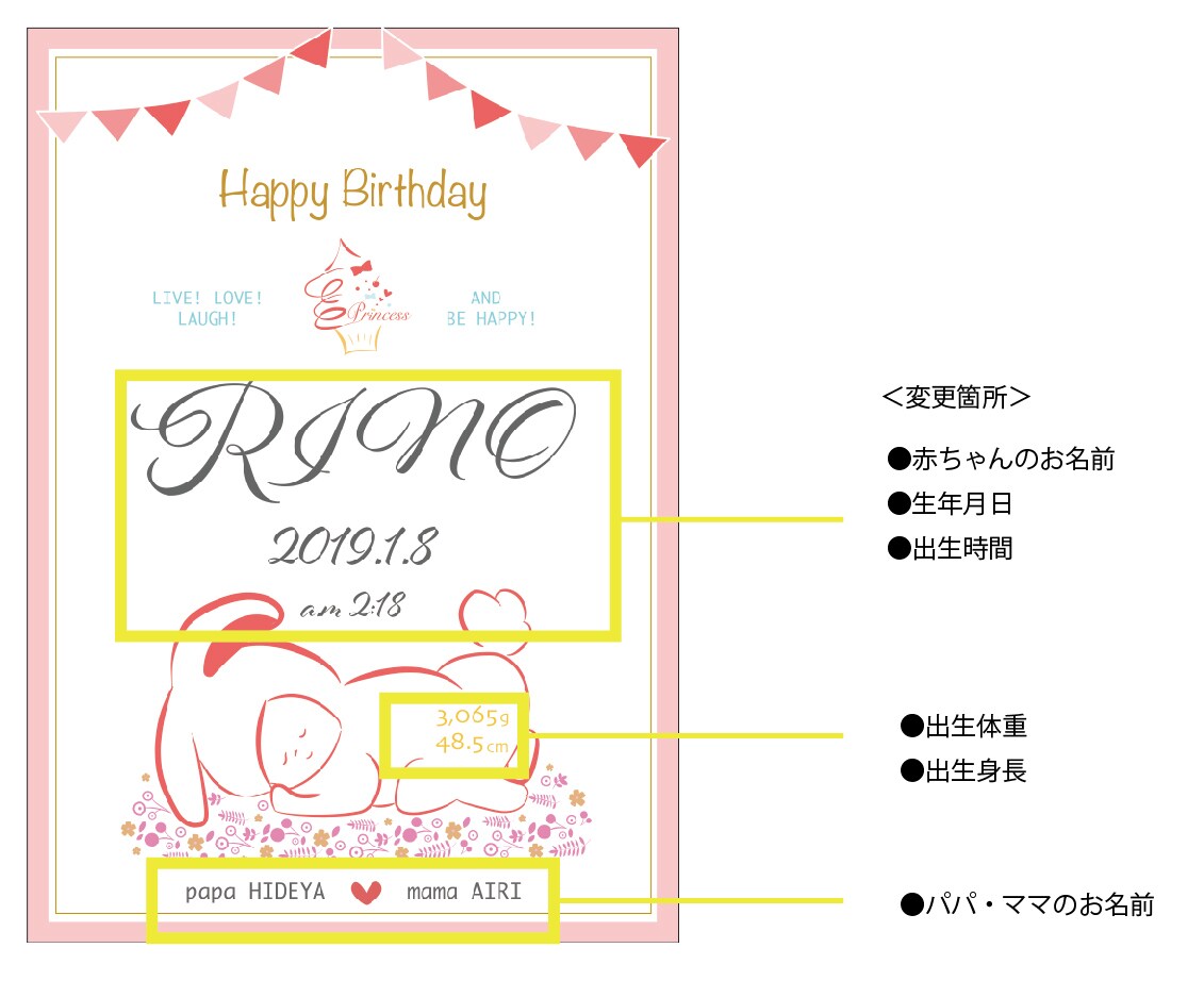 生誕記念！ベビーネームデザインデータ作成します お子様の誕生を記念して。ベビーポスター、命名書、出産祝いに！ イメージ3
