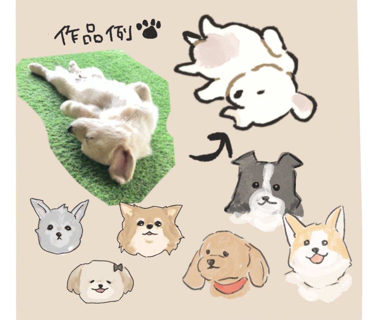 らくがき風手描き愛犬イラスト制作いたします SNSなどで使えるゆるい愛犬イラスト イメージ1