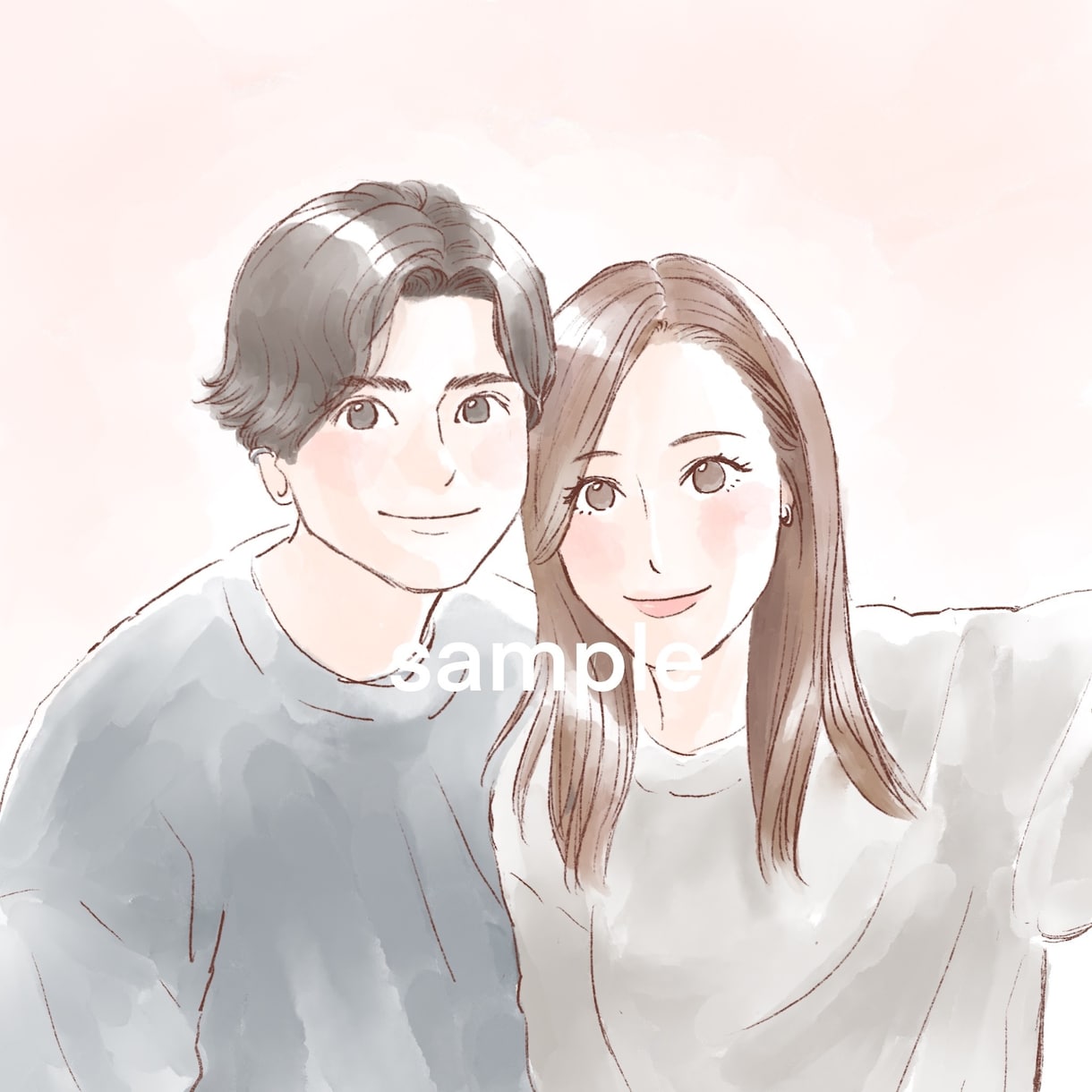 顔写真＋着たい衣装画像でカップルイラスト描きます 【A3可】ウェルカムボード等に使用可能なカップル似顔絵です イメージ5