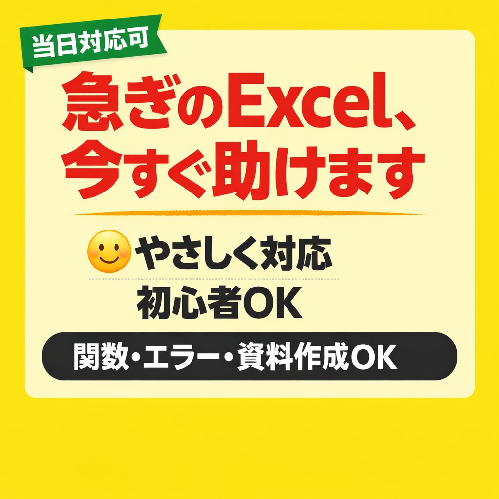 急ぎOK｜締切前のExcel　やさしく解決します 誰にも聞けないExcelの困りごと、やさしくサポートします イメージ1