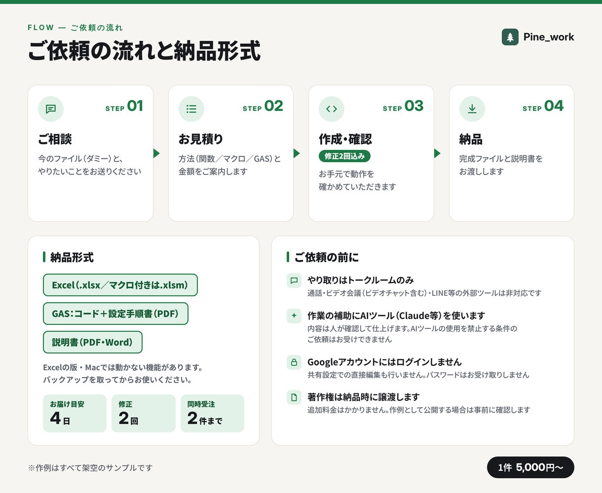 Excel関数・VBA・GASで業務を効率化します 1件5,000円。集計表・自動転記・関数の修正に イメージ5